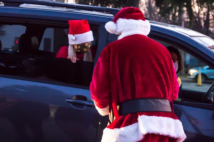 Santa visited the drive thru holiday parade at King-Westwood Elementary