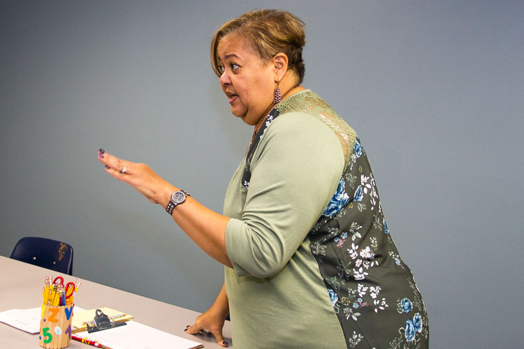 Tulane Glenn, Director of Academic Programming in the fourth and fifth grade classroom.