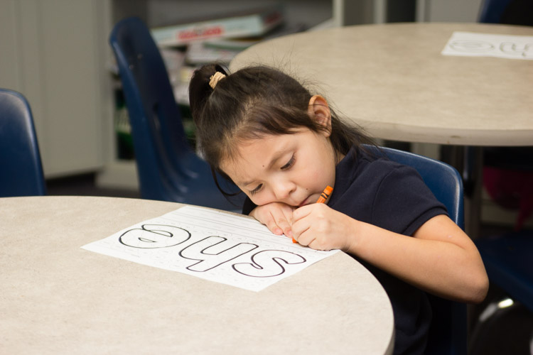 Youngsters learn their letters.