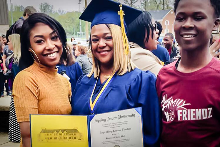 Graduation day was a sweet success for Angie Franklin, here with her children, Destiney Reason and Kahwaun Franklin.