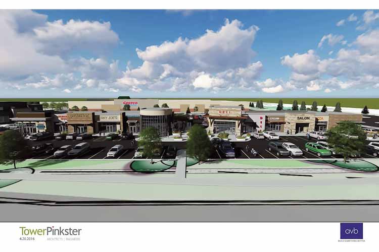 Rendering of shopping center as it would be seen from Drake Road