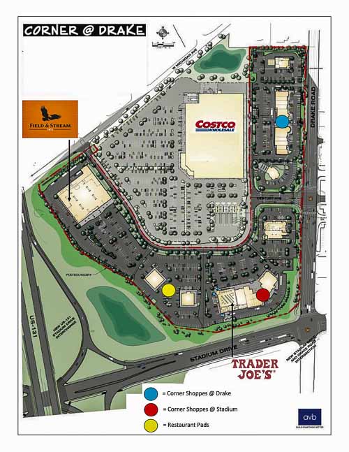 Construction plans for the Corner @ Drake retail center.