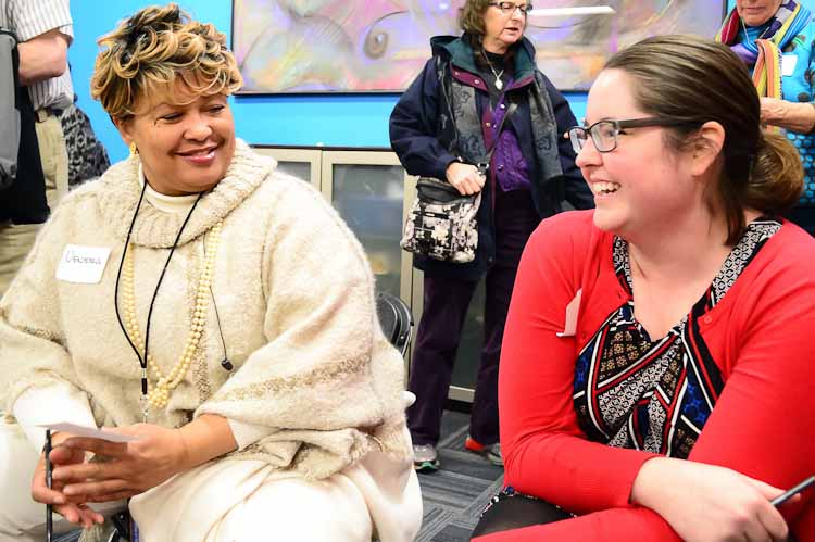 Vanessa Collins-Smith, left, and Marcy Dix at Kalamazoo's Day of Healing event. Photo by Mark Wedel