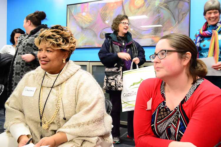 Vanessa Collins-Smith, left, and Marcy Dix at Kalamazoo's Day of Healing event. Photo by Mark Wedel