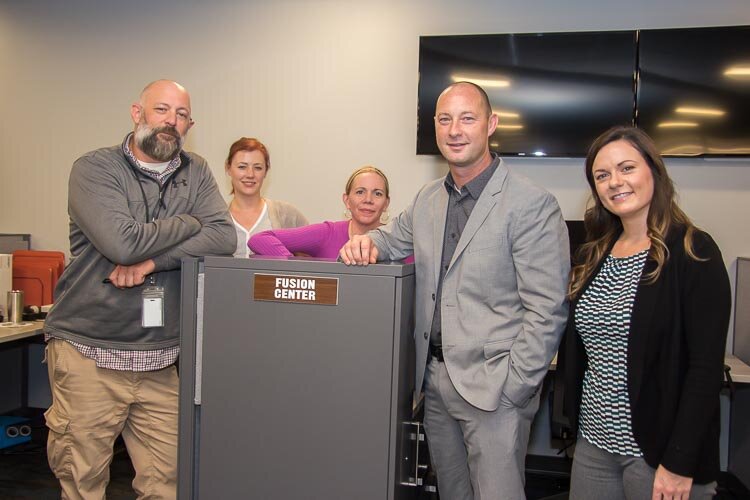 From left,  Kevin Kellums, Whitney Perigo Det. Stephanie Estree, Sargeant Jeff Case, and Melinda Holliday