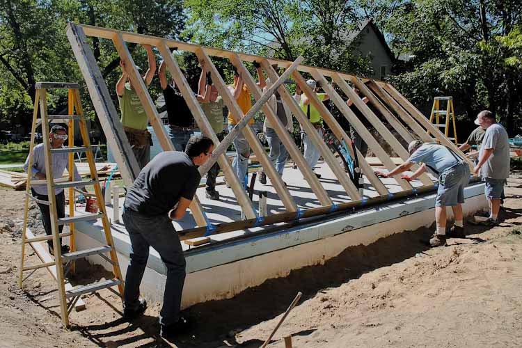 Raising the walls on Kalamazoo's first Tiny House