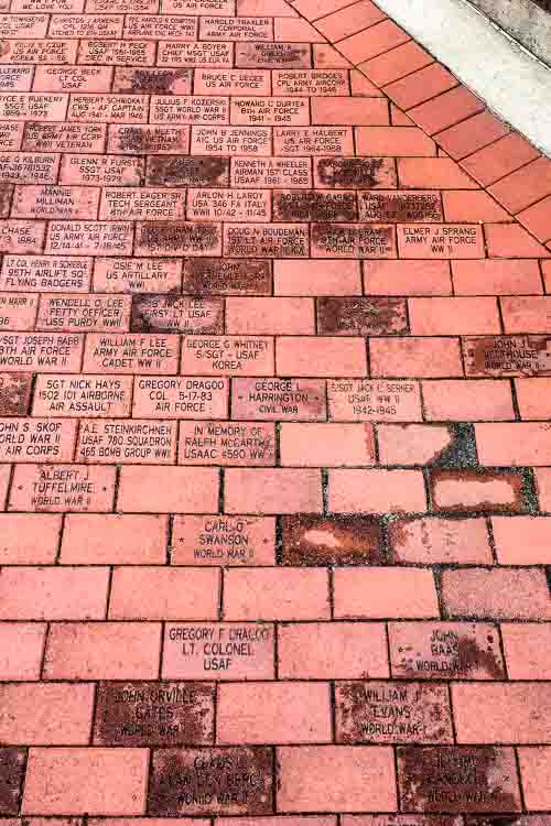 Some of the bricks at Rose Park Veterans Memorial.