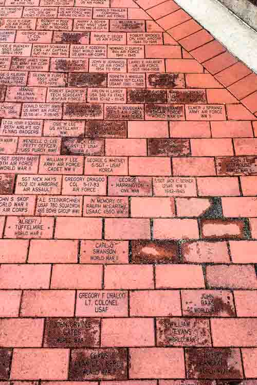 Some of the bricks at Rose Park Veterans Memorial.