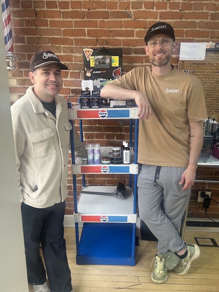 Adam Muncy and Jake Hamlet are partners in Samson’s Barbershop, a recipient of a grant through the Kalamazoo Micro Enterprise Grant program. 