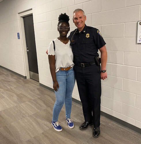 Sanye Sichinga and Police Chief Blocker after the meeting between young people and the police department.