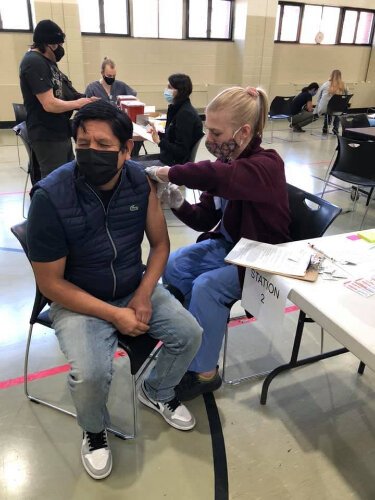 A number of sessions have been set up to offer vaccinations. More than 500 people were vaccinated at this event on March 17, most of them Latinx.