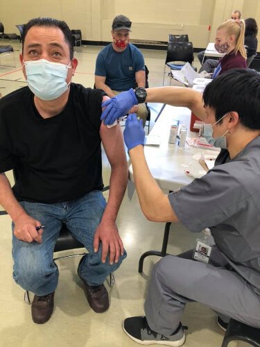A number of sessions have been set up to offer vaccinations. More than 500 people were vaccinated at this event on March 17, most of them Latinx.