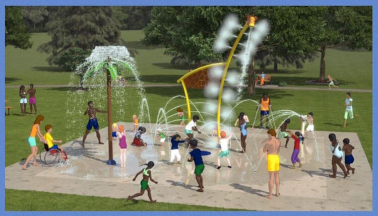 An artist's rendering of the splash pad.