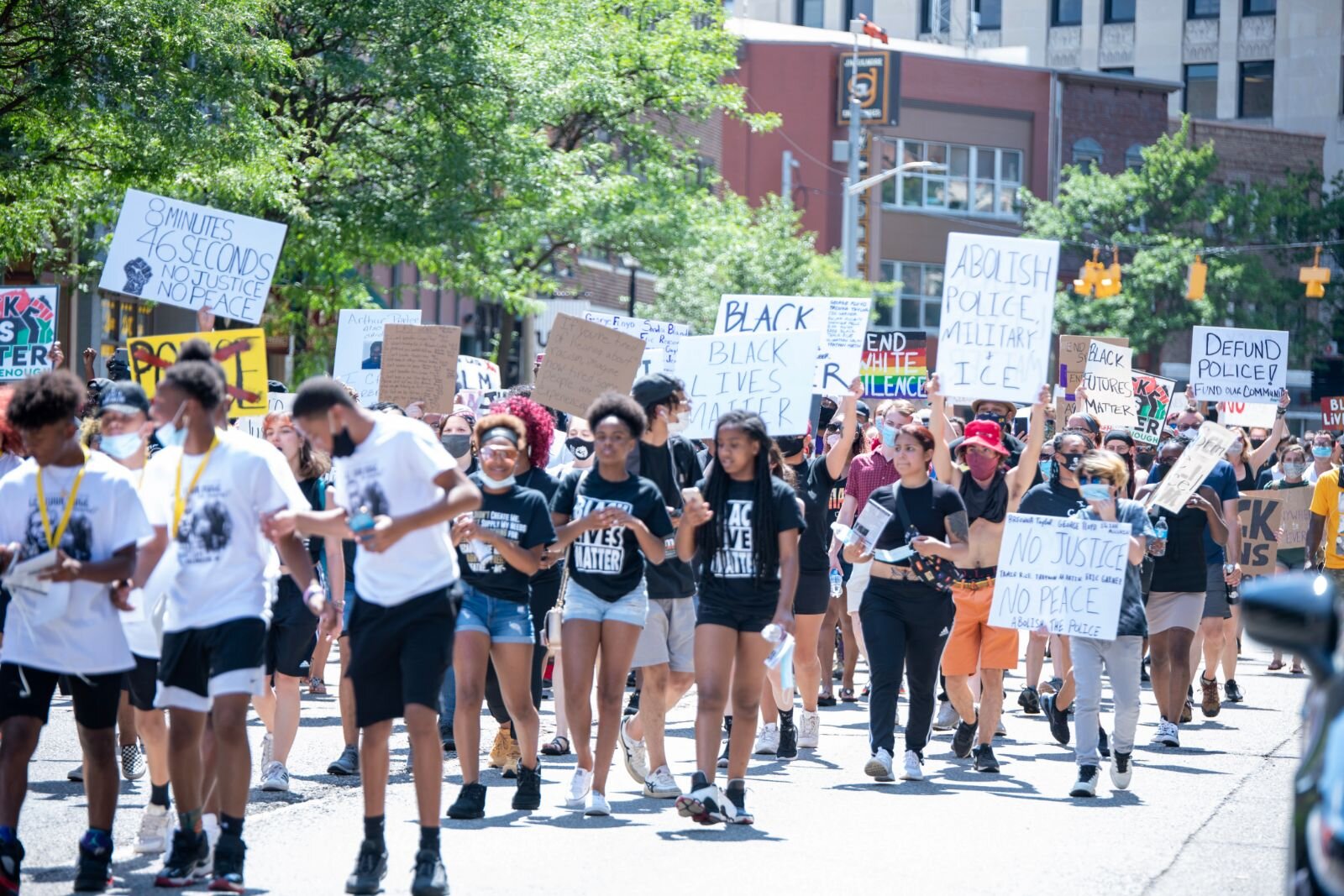 A few hundred people gathered Saturday afternoon in Bronson Park in downtown Kalamazoo for the “Let Your Voice Be Heard” rally and march.