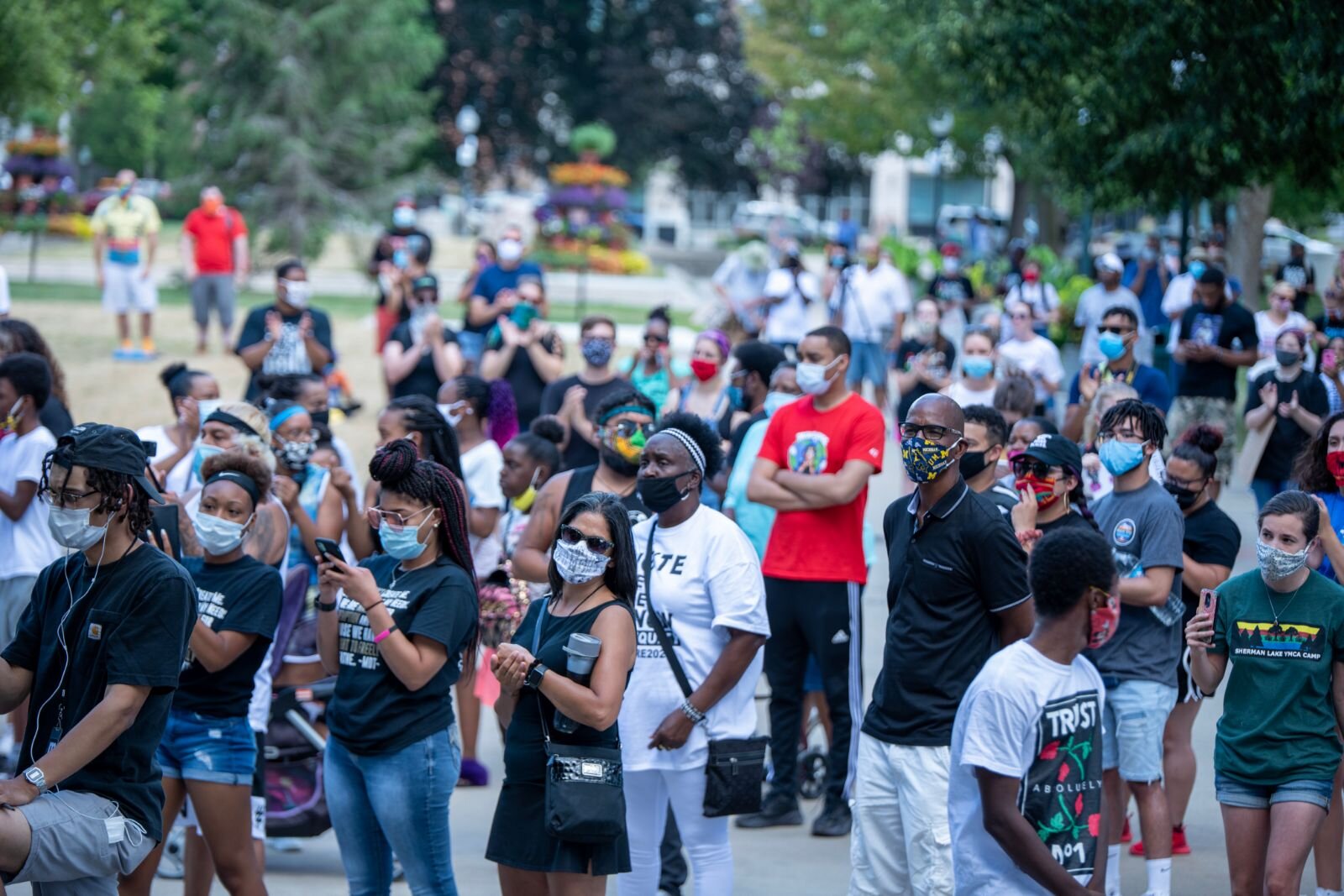 A few hundred people gathered Saturday afternoon in Bronson Park in downtown Kalamazoo for the “Let Your Voice Be Heard” rally and march.