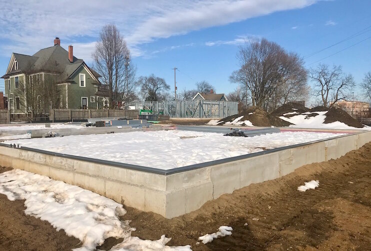 When the buildings are complete, they hope to attract residents who work in or near downtown Kalamazoo, which can be seen in the distance here, looking east along Kalamazoo Avenue.