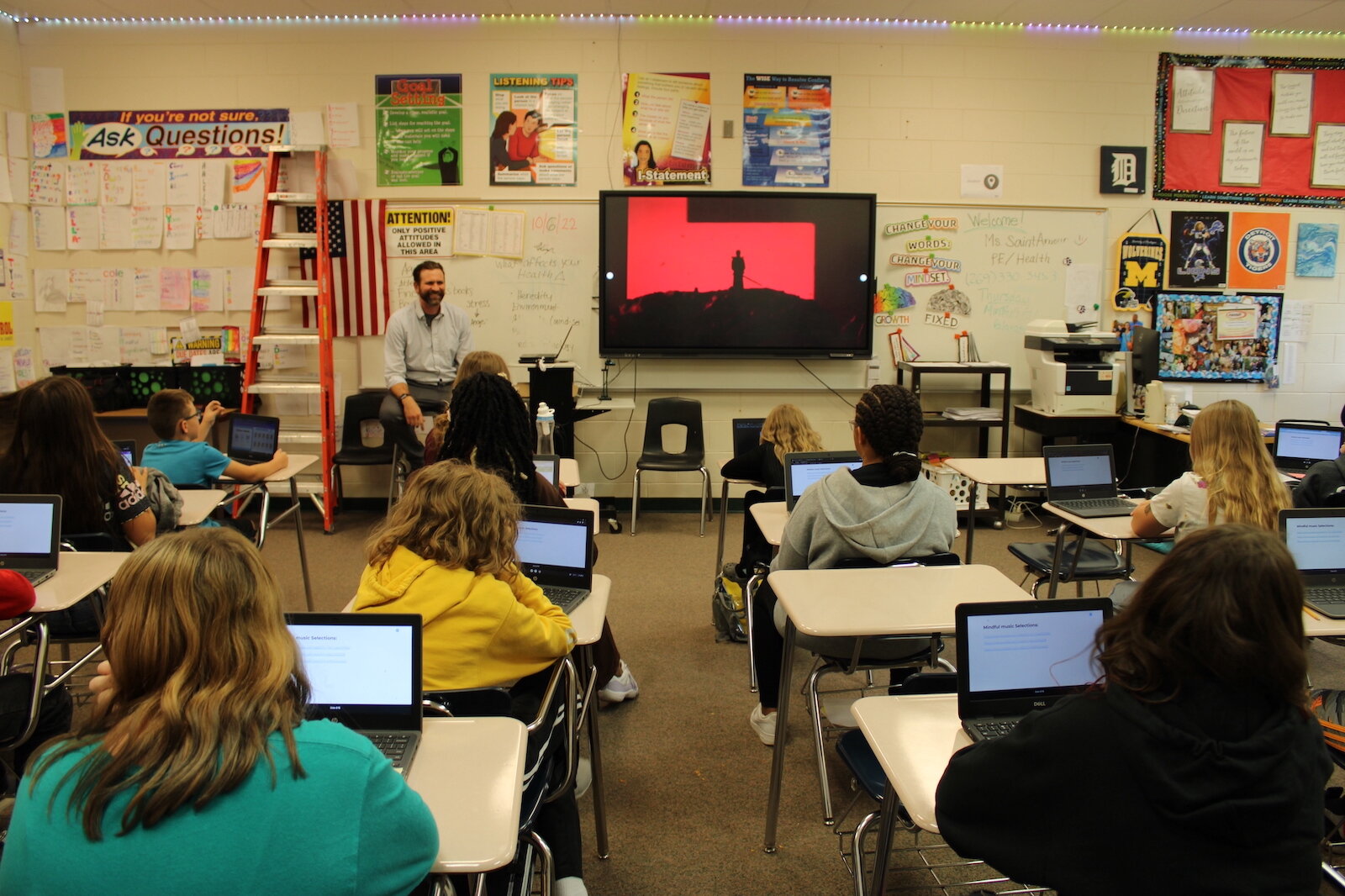 Three Rivers Middle Schoolers participate in a TRAILS session during their sixth-grade team leadership class.