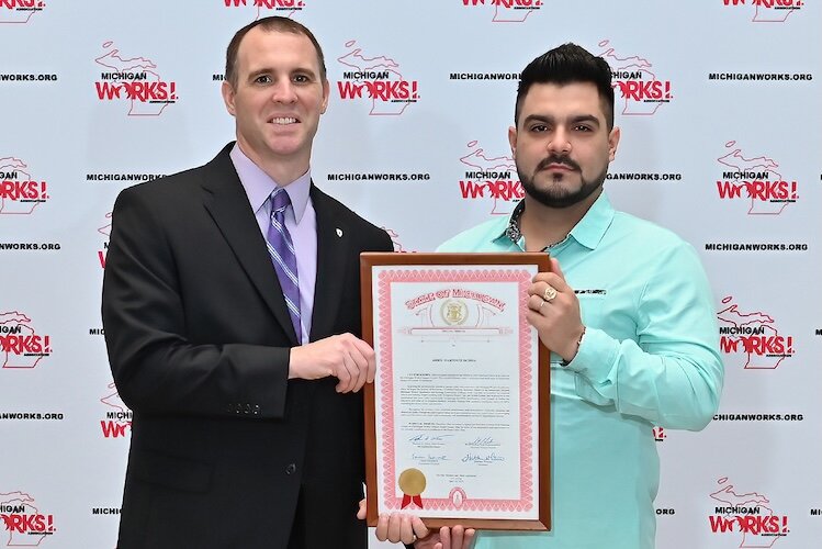 Thomas Albert, Senate District 18, and Ariel Martinez Ochoa, Southwest Michigan Works! Impact Award Honoree