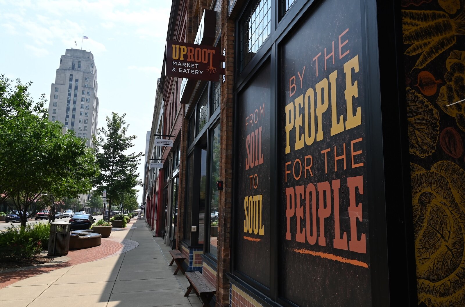  The Battle Creek Tower can be seen across the street from Uproot Market and Eatery on West Michigan Avenue.