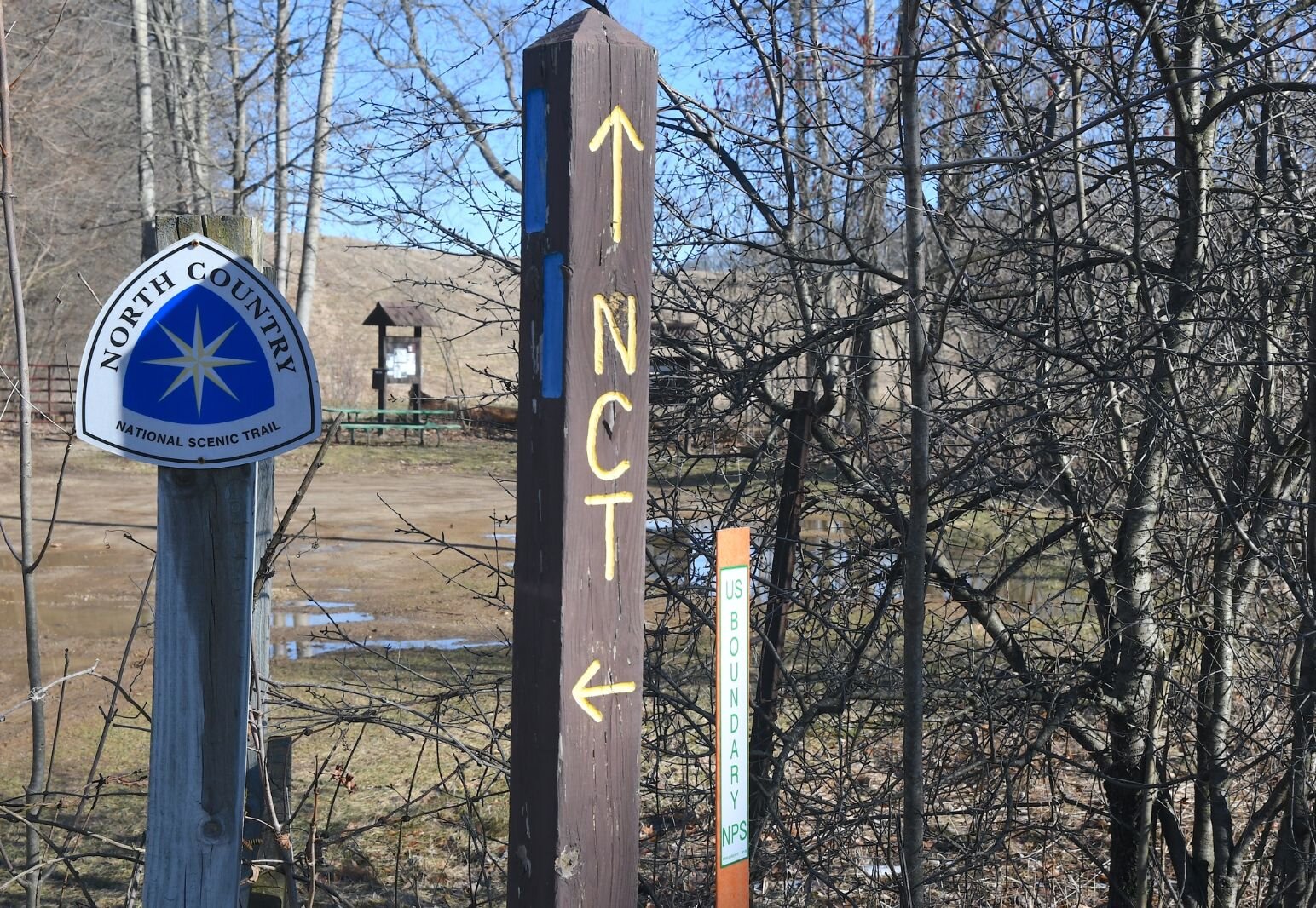 The trailhead for the Augusta Prairie portion of the North Country Trail.