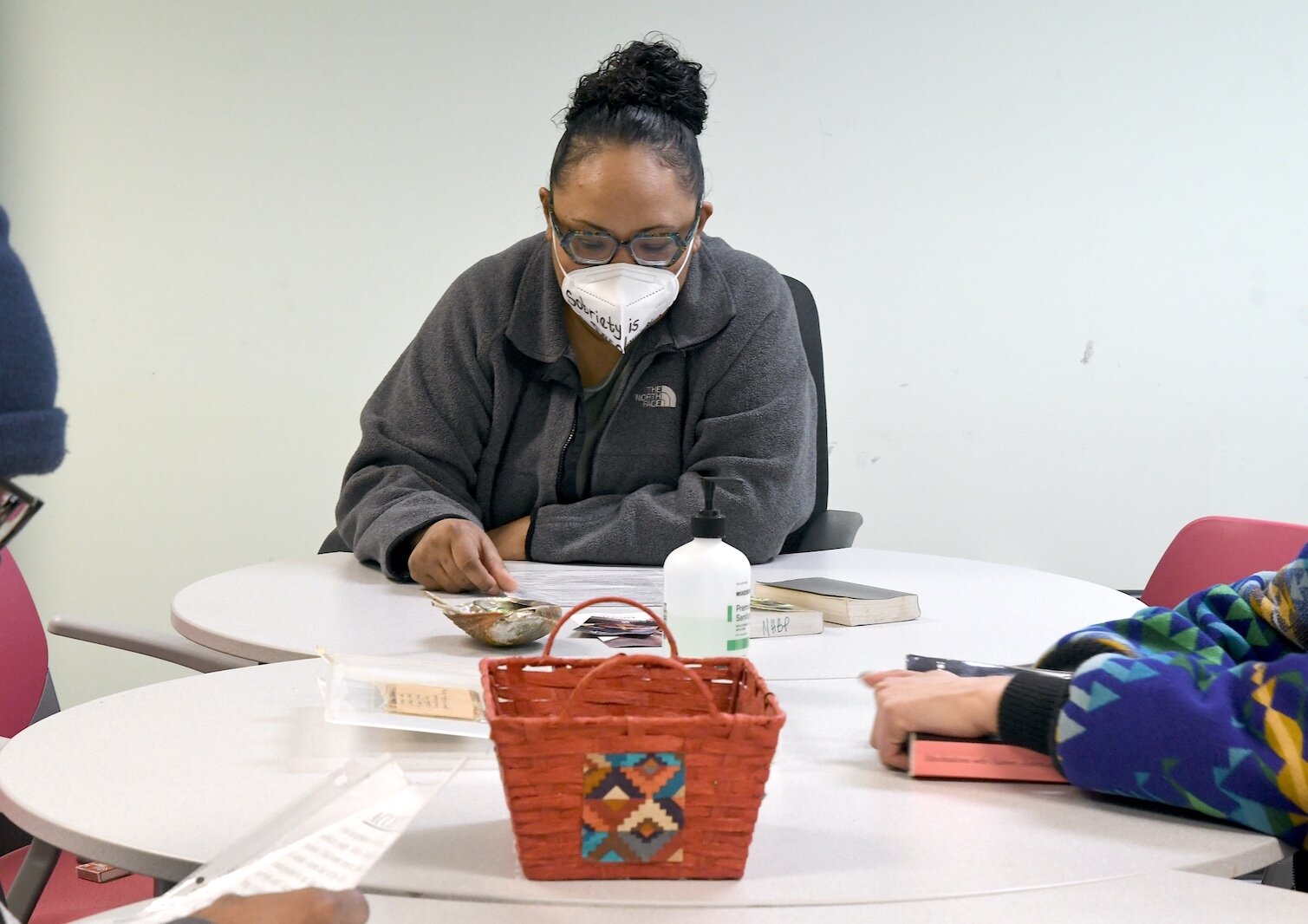 Mariesha Keith leads a small group of a AA members at the Pine Creek Reservation.