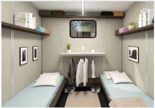 A view inside of the type of modular housing pods that have been purchased.