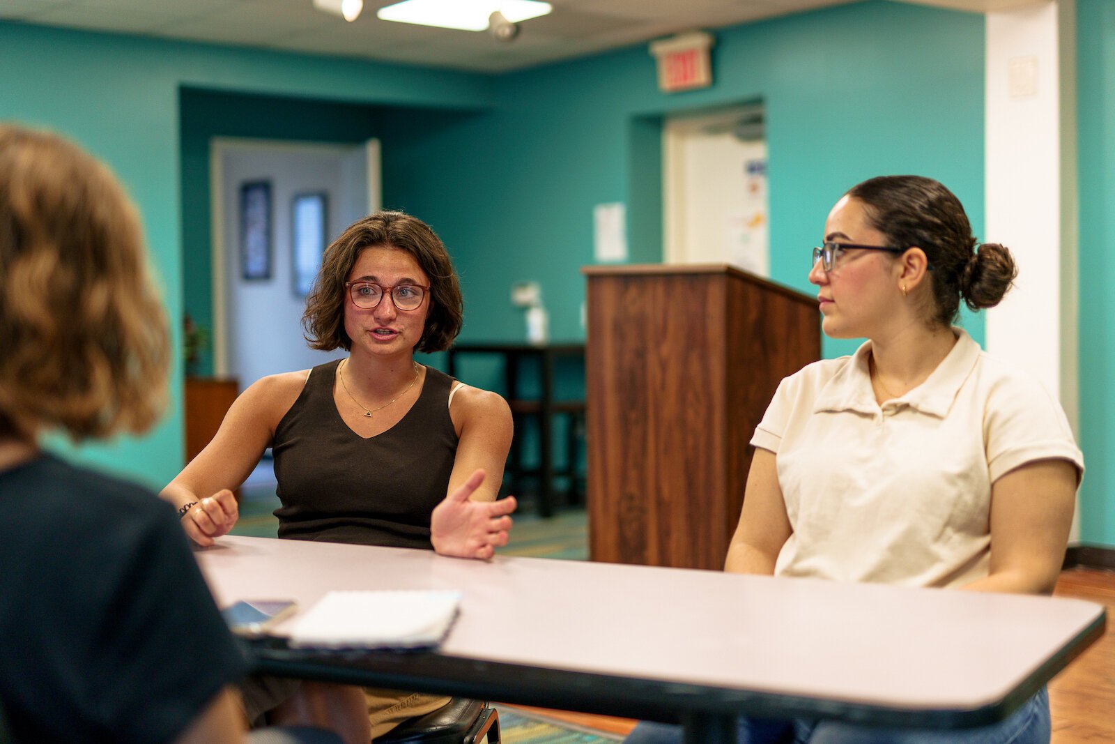 Danielle DeVine (left), Haila Jiddou (right) are Haila both WMU seniors, are summer interns for Synergy Health Center.