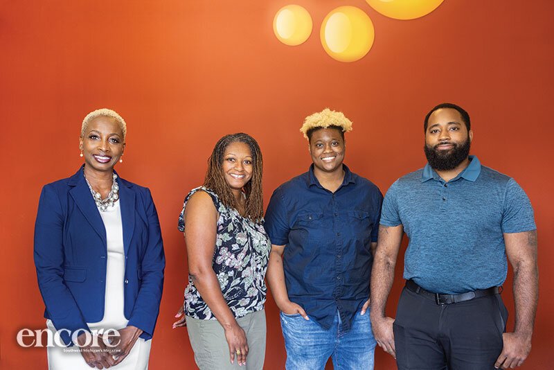 Among Synergy Health Center staff that work with Valarie Cunningham, far left, are, from left, Sonja Roseman, clinical director; Daja Johnson, digital marketer; and Mark Viel, therapist. 