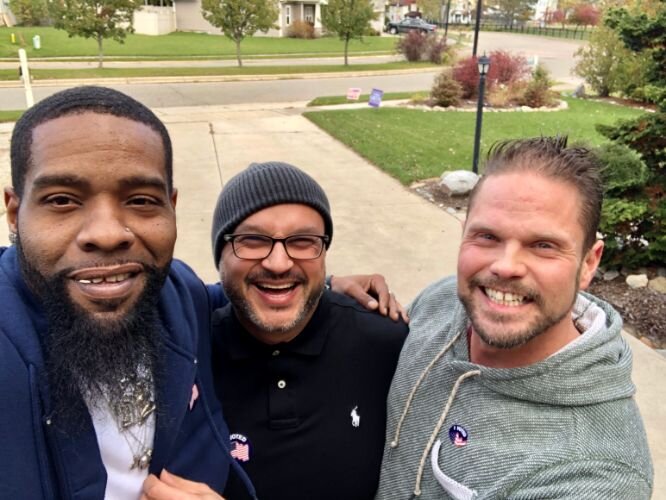 We Voted picture. Ed Genesis, Gabriel Giron, and Kirk Latimer of Speak It Forward.