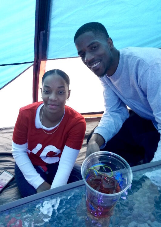 Dominique Wilder and her twin brother Dominick celebrate their birthday on April 6, just outside the Wilder home. That day also marked the 7th wedding anniversary of Dominique and Michael Wilder, who was unable to celebrate because he was quarantined