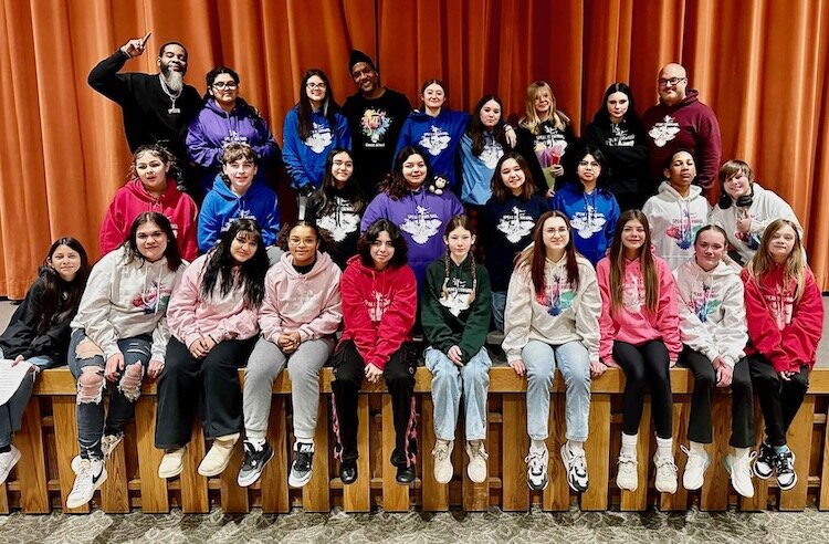 Students prepare to perform at Fennville High School at the end of a semester-long Speak It Forward workshop.