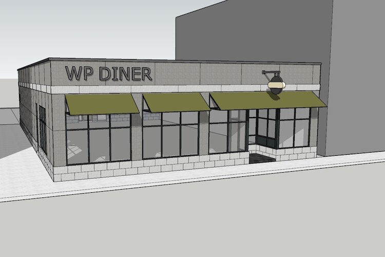 An architect's rendering of the former Kalamazoo Color Lab building at 1324 Portage St. will soon house a new neighborhood diner to be called W/P Diner @ Washington Square.