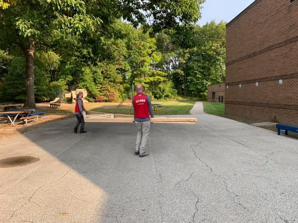 Lowe’s in Fort Gratiot volunteered labor to construct the outdoor learning center