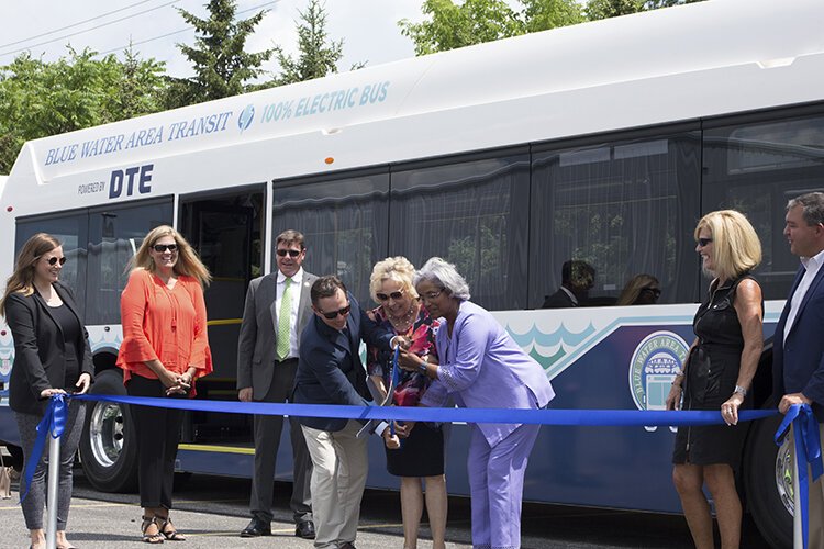 Members of the public were able to get their first look at the electric buses during a ribbon cutting ceremony on July 14, 2021 at the Blue Water Area Transit on Lapeer Avenue in Port Huron. 