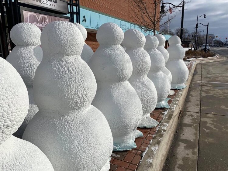 Downtown businesses are busy decorating 45 snowmen to be put on display for Winter Wonderland