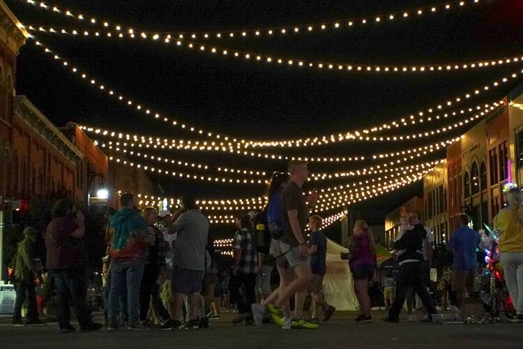 Downtown Port Huron at night.