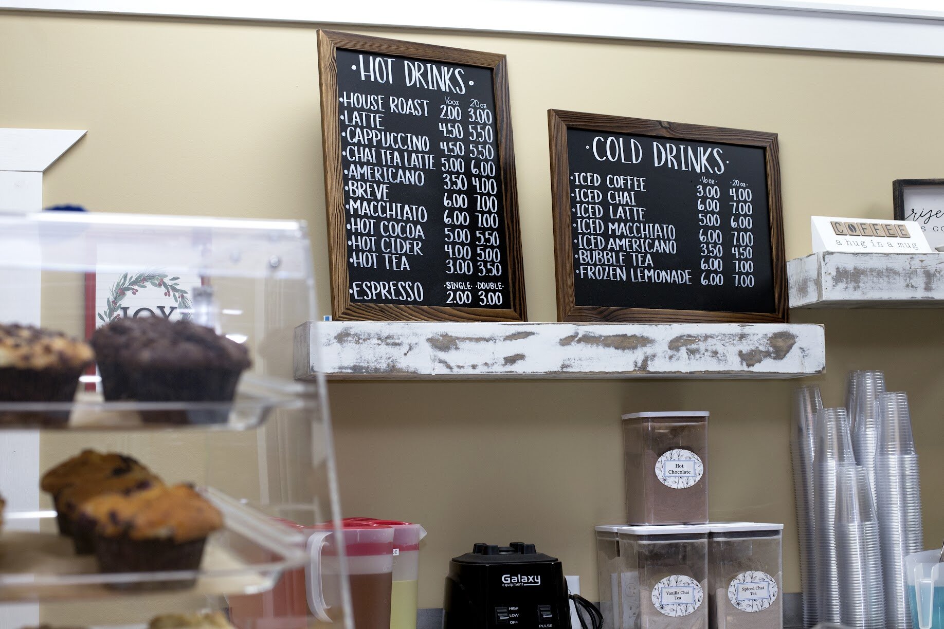 The Sweet Tooth Cafe has an expansive menu offering hot beverages such as coffee or hot chocolate to cold drinks like bubble tea and lemonade.