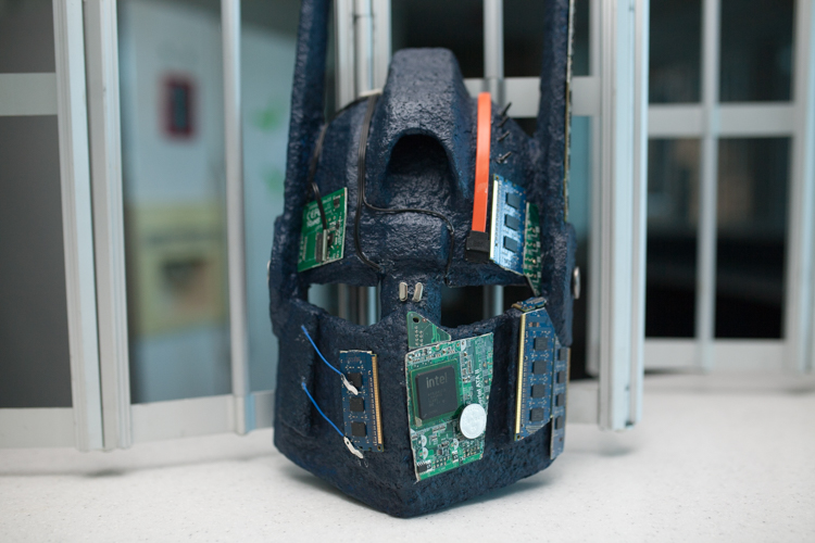 Transformer-like masks show the detail and talent of art students.