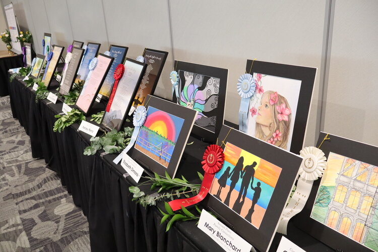 The work of the winners of SCCCMH’s 2025 Creative Arts Contest is displayed at SCCCMH’s Annual Awards and 60th Anniversary Celebration on Wednesday, May 21, 2025.