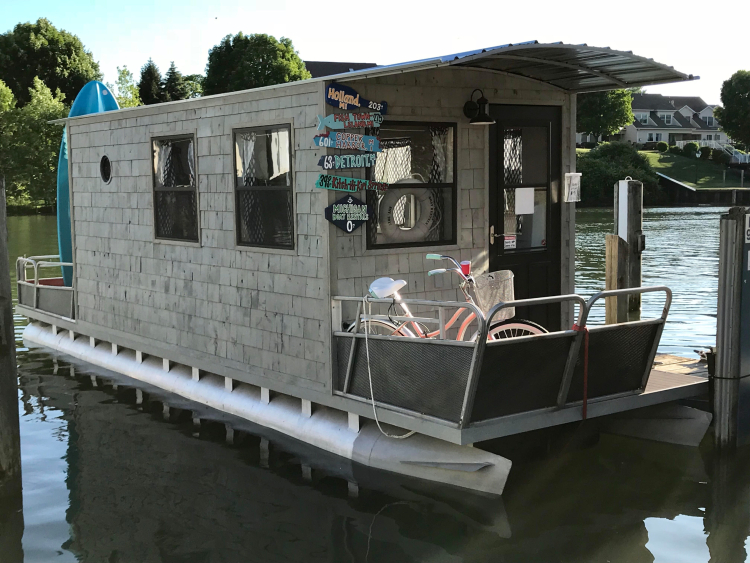 A floating office is the perfect summer office for Katie Stepp.