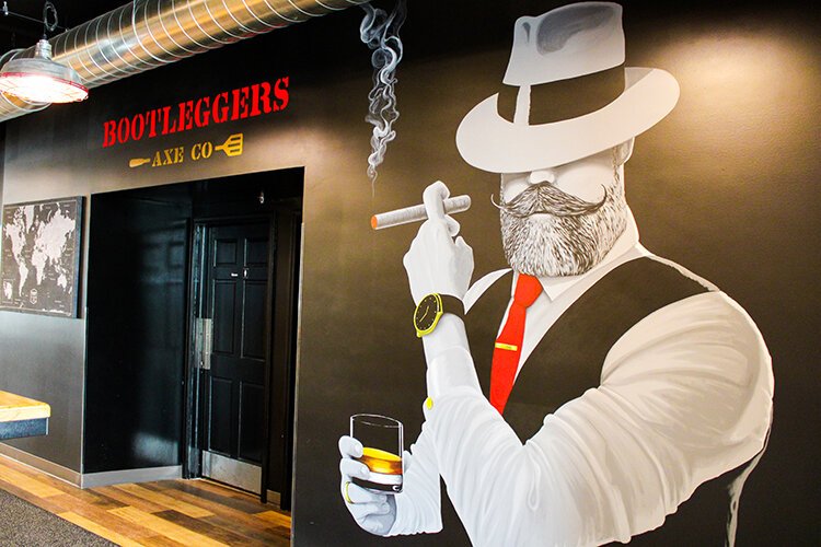 Bootleggers Axe Co. has a speakeasy as well as a full bar available with 40 taps.