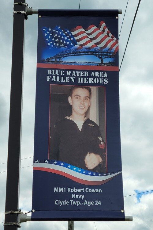 Blue Water Area Fallen Heroes banner of Robert Cowan.