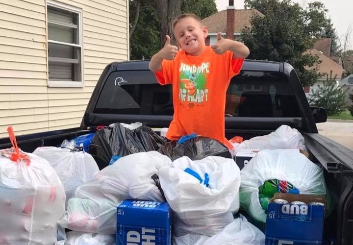 Ryan is ready to turn in bottles for their deposits.