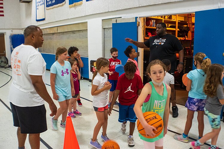 Marion Stewart and Cliff Thomason getting the students ready for some activities at The Athletic Factory.