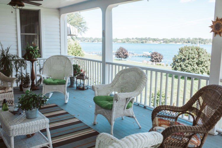 The back porch at Rice Cottage offers amazing views of the St. Clair River.