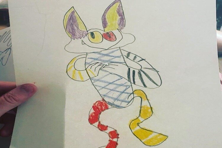 An example drawing of a character by one of the kids that Dillon Barr has worked with.