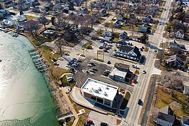 Aerial view of the new path running along Clinton Avenue in St. Clair.