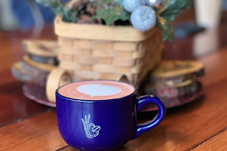 The Candy Cane White Mocha is one of the seasonal drinks available this winter at the Exquisite Corpse Coffee House in Port Huron.