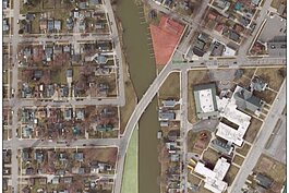 The marina site on the Belle River in Marine City is highlighted in red.
