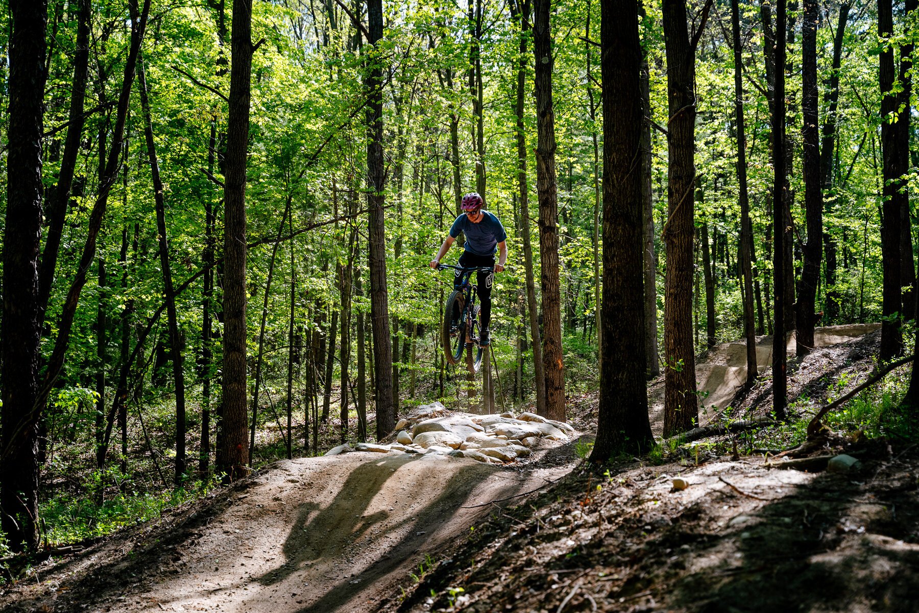 Rivers Whitson rides the Shelden Trails at Stony Creek Metropark.